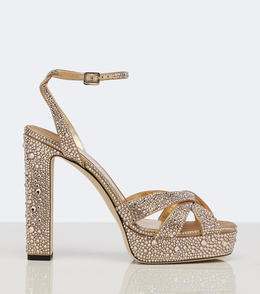 Gold Jimmy Choo Kove embellished platform sandals - High-Heel Sandals