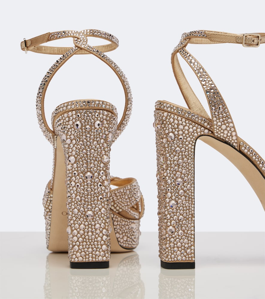 Gold Jimmy Choo Kove embellished platform sandals - High-Heel Sandals