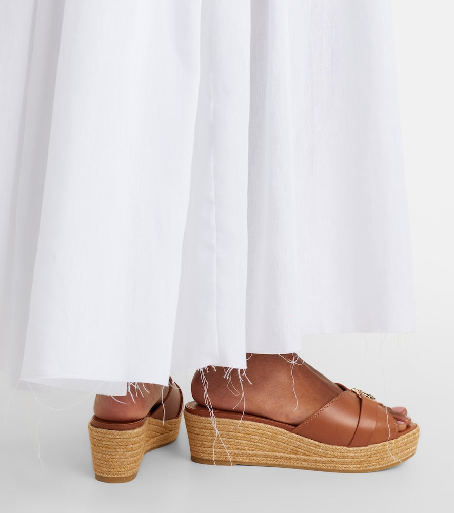 Jimmy Choo Leda leather espadrille wedges in Brown - High Espadrilles