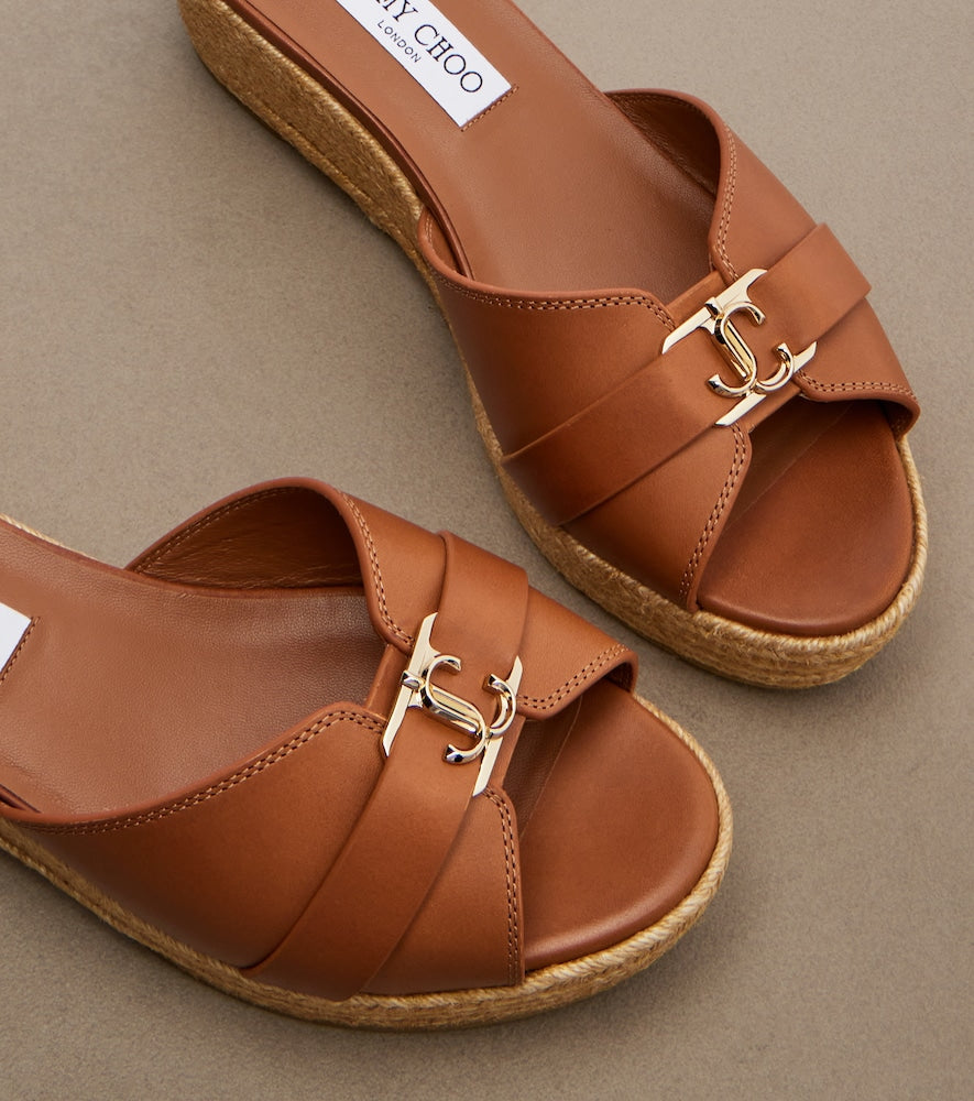 Jimmy Choo Leda leather espadrille wedges in Brown - High Espadrilles