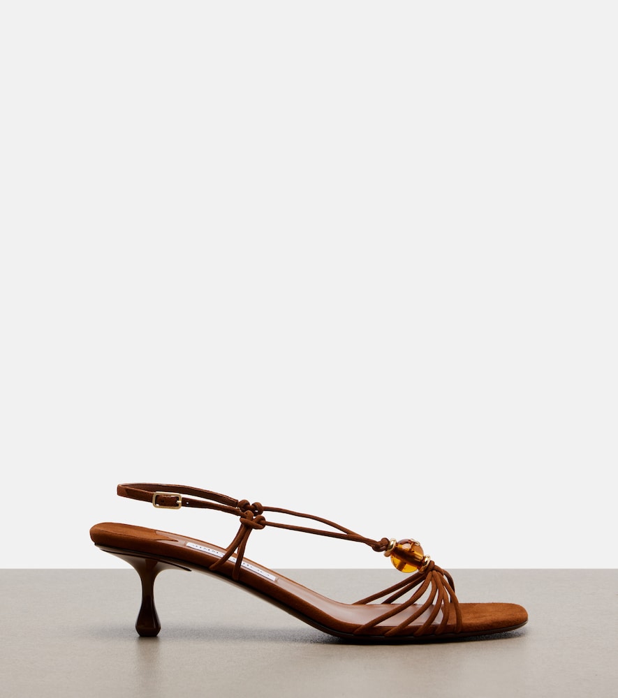 Jimmy Choo Lova embellished suede sandals (Brown) - Mid Heel Sandals