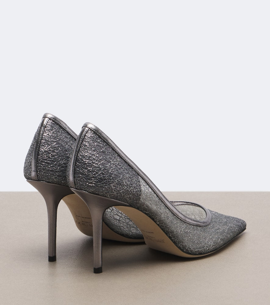 Jimmy Choo Love embroidered glitter pumps in Silver - High-Heel Pumps