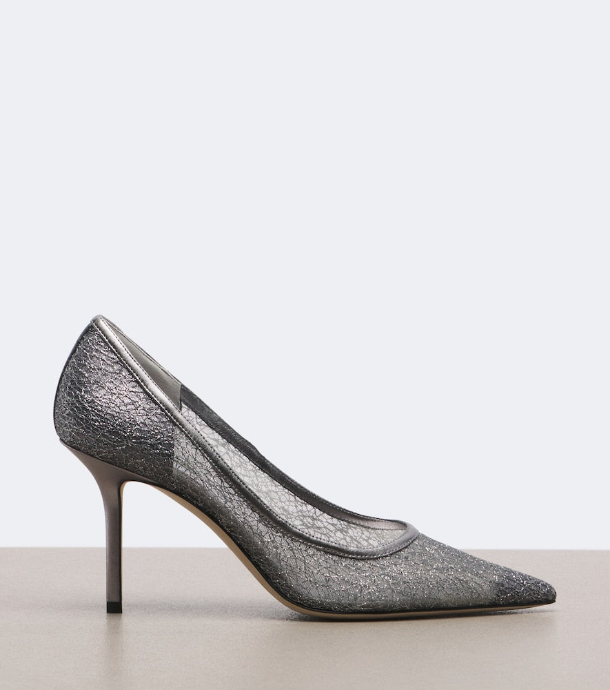 Jimmy Choo Love embroidered glitter pumps in Silver - High-Heel Pumps