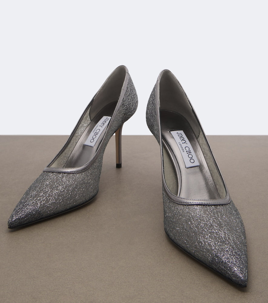 Jimmy Choo Love embroidered glitter pumps in Silver - High-Heel Pumps