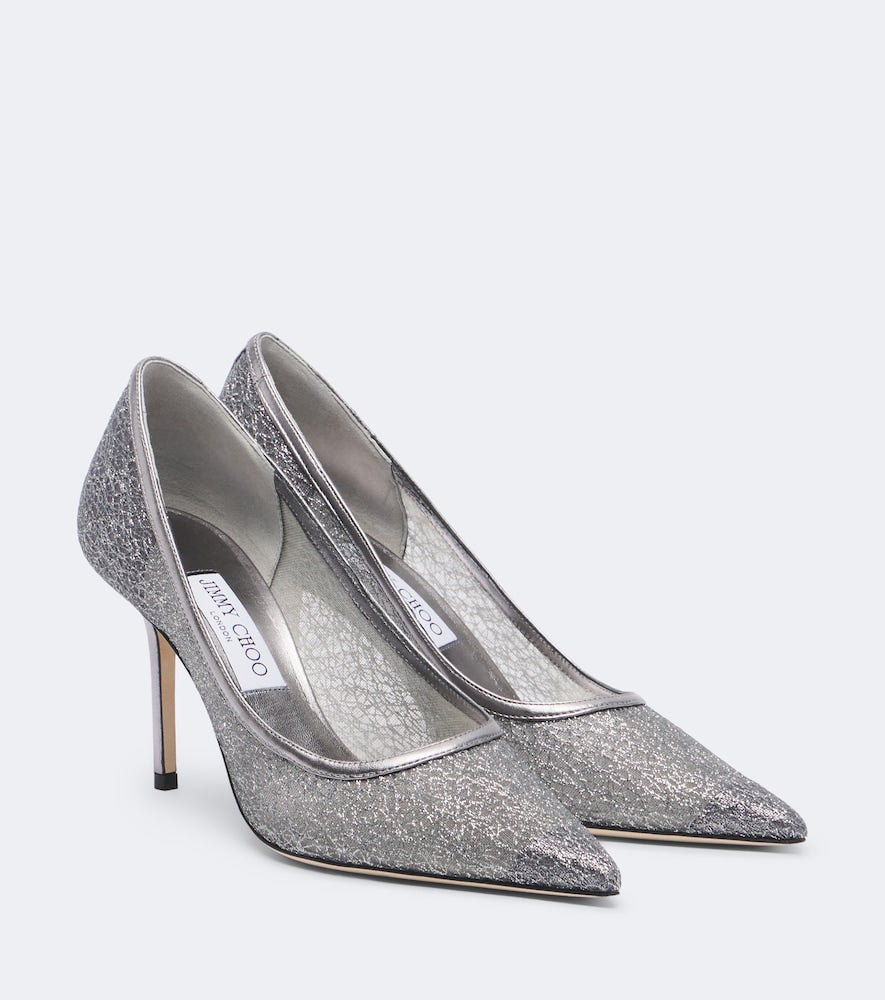 Jimmy Choo Love embroidered glitter pumps in Silver - High-Heel Pumps