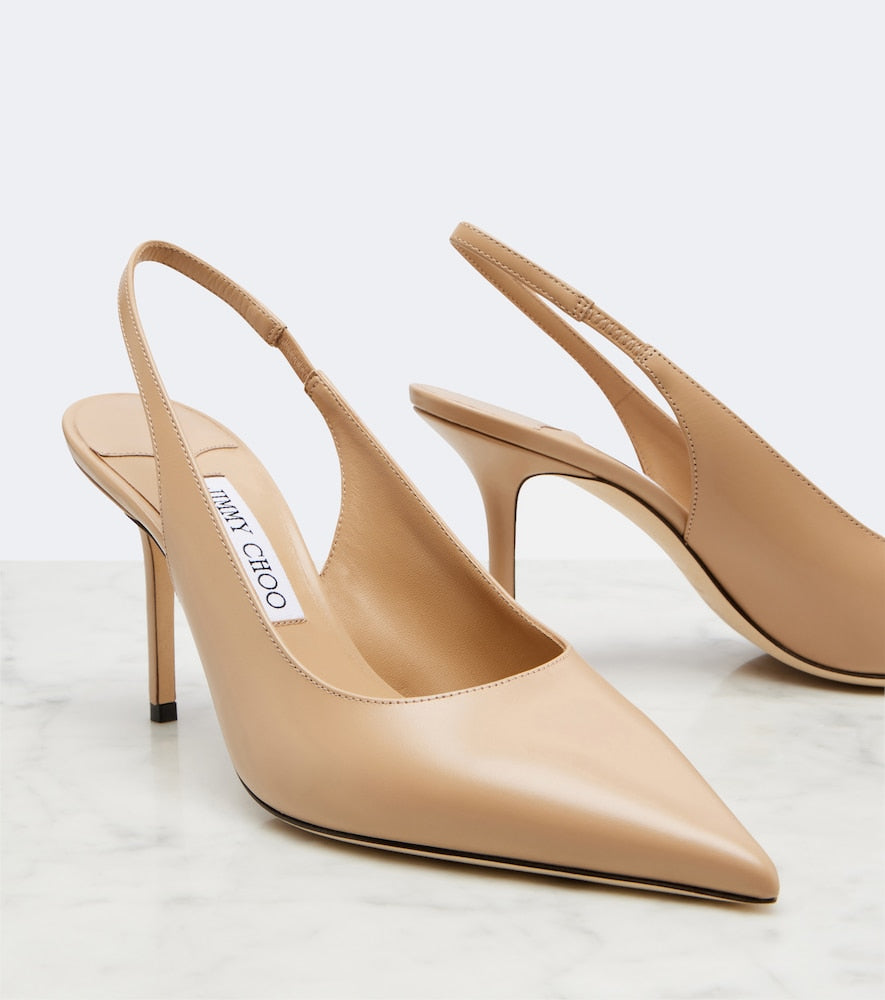 Jimmy Choo Love leather slingback pumps - Brown Mid Heel Pumps