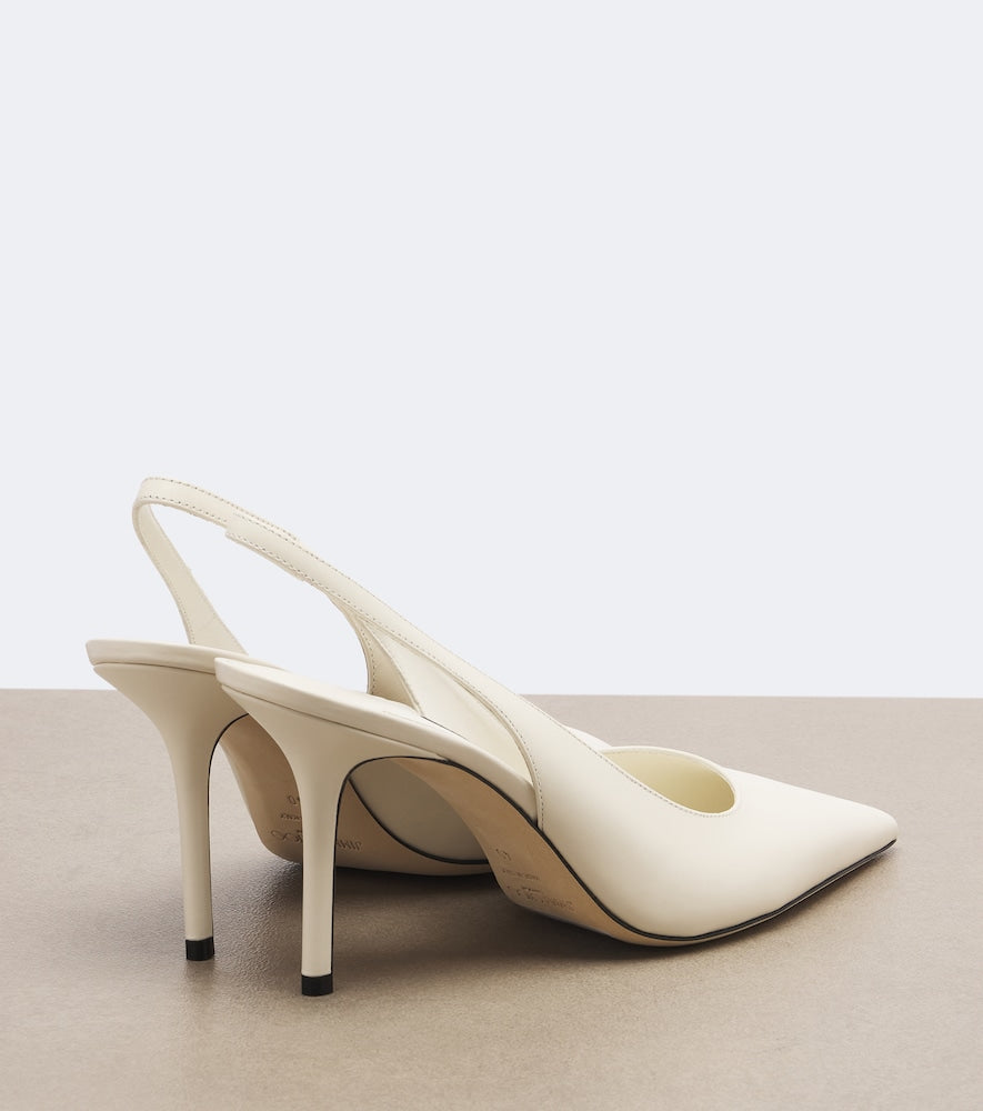 Jimmy Choo Love leather slingback pumps - White Mid Heel Pumps