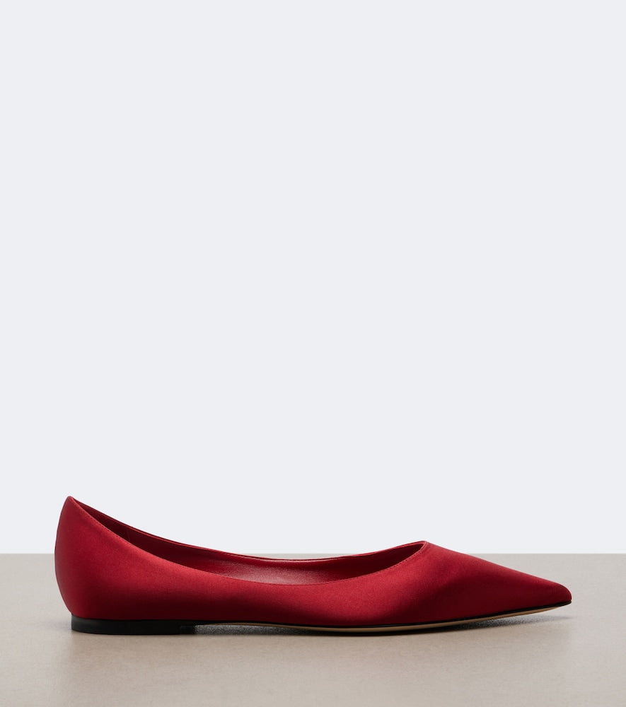 Jimmy Choo Love satin ballet flats - Red Ballerina Flats