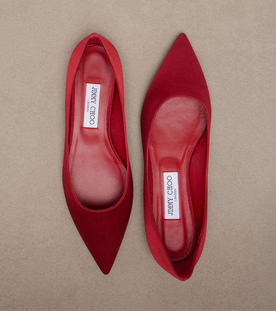 Jimmy Choo Love satin ballet flats - Red Ballerina Flats