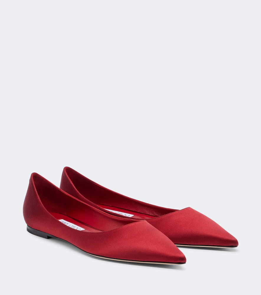 Jimmy Choo Love satin ballet flats - Red Ballerina Flats
