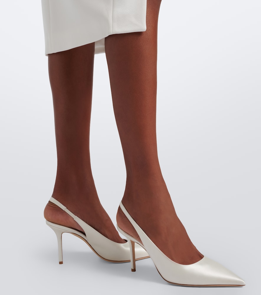 Jimmy Choo Love satin slingback pumps - White Mid Heel Pumps