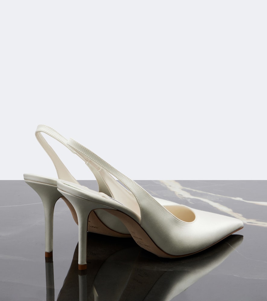 Jimmy Choo Love satin slingback pumps - White Mid Heel Pumps