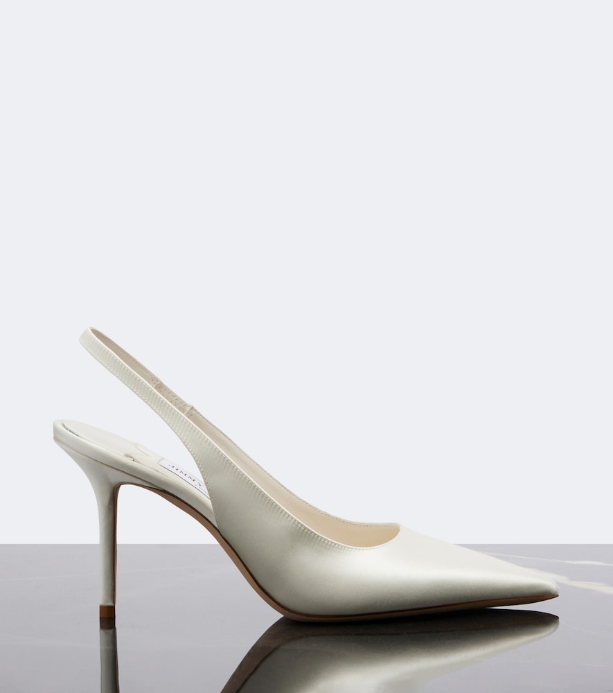Jimmy Choo Love satin slingback pumps - White Mid Heel Pumps