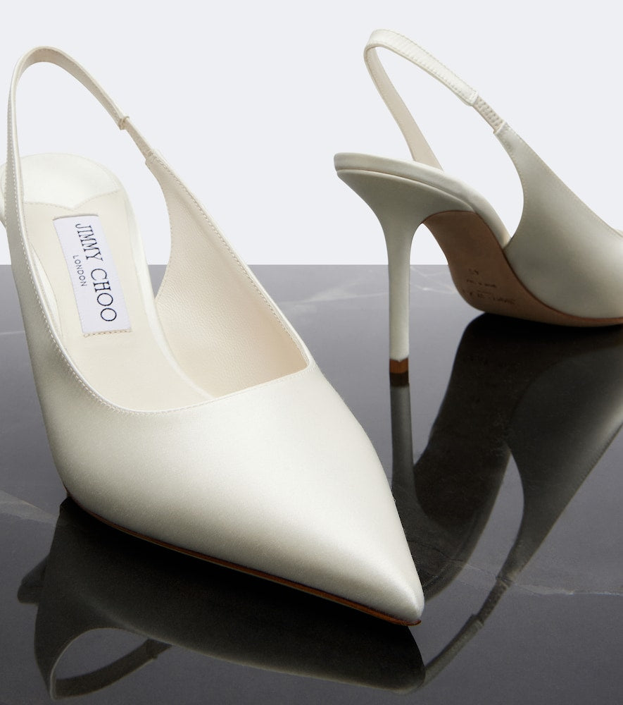Jimmy Choo Love satin slingback pumps - White Mid Heel Pumps