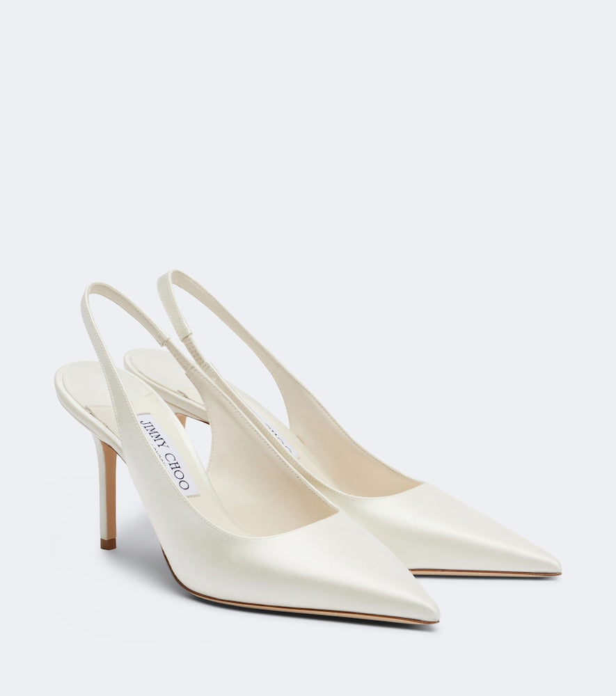 Jimmy Choo Love satin slingback pumps - White Mid Heel Pumps
