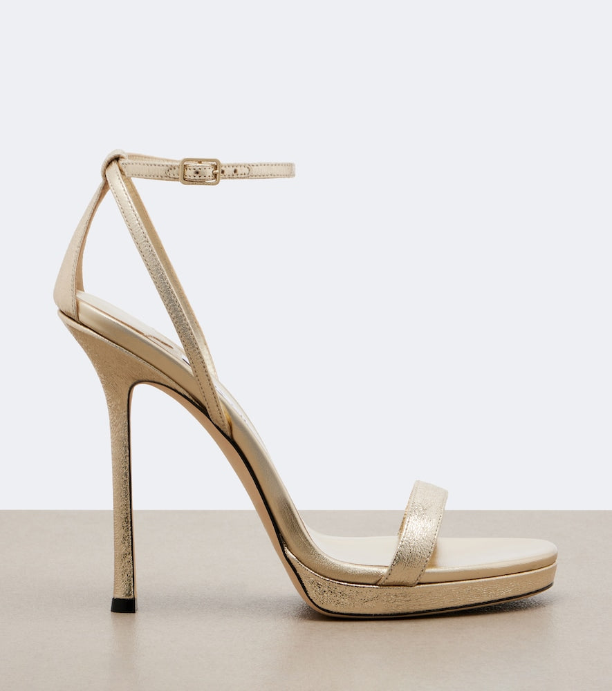 Gold Jimmy Choo Moza leather platform sandals - High-Heel Sandals