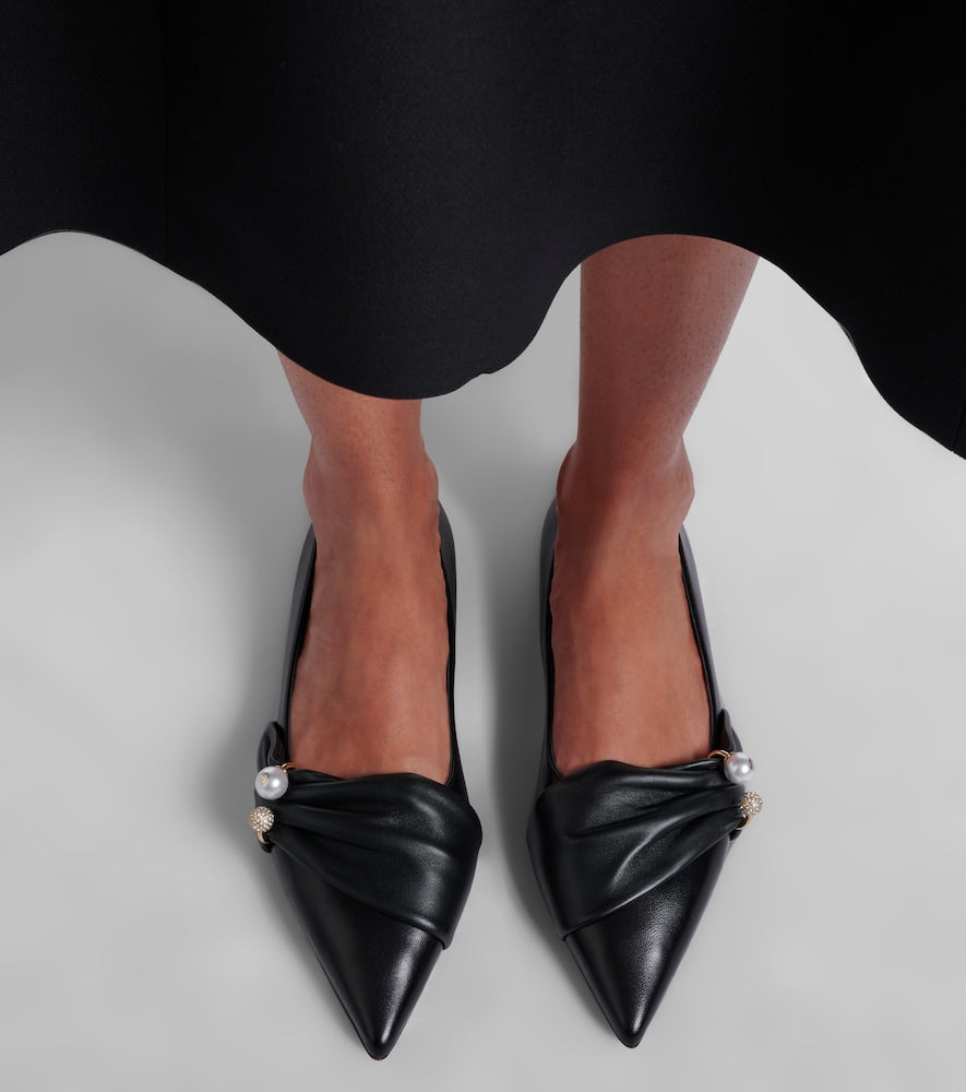 Black Jimmy Choo Rafi embellished leather ballet flats - Ballerina Flats