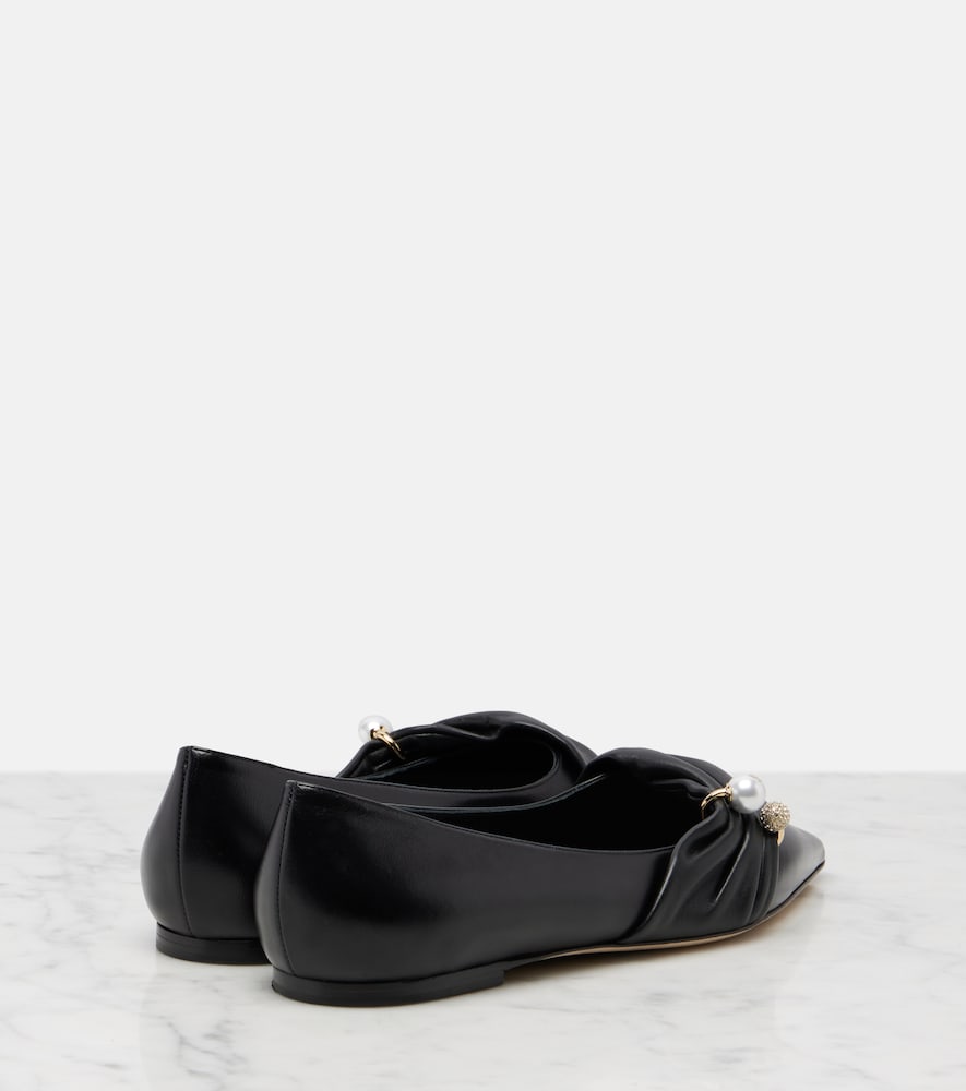 Black Jimmy Choo Rafi embellished leather ballet flats - Ballerina Flats
