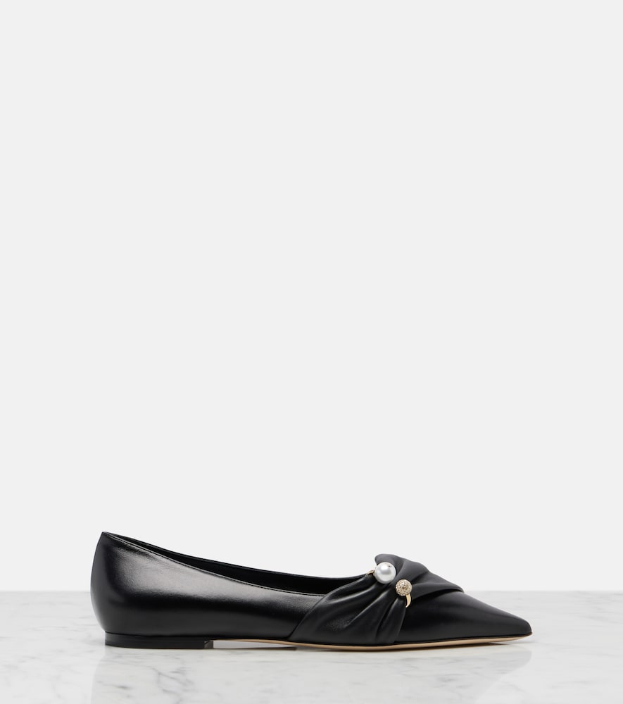 Black Jimmy Choo Rafi embellished leather ballet flats - Ballerina Flats