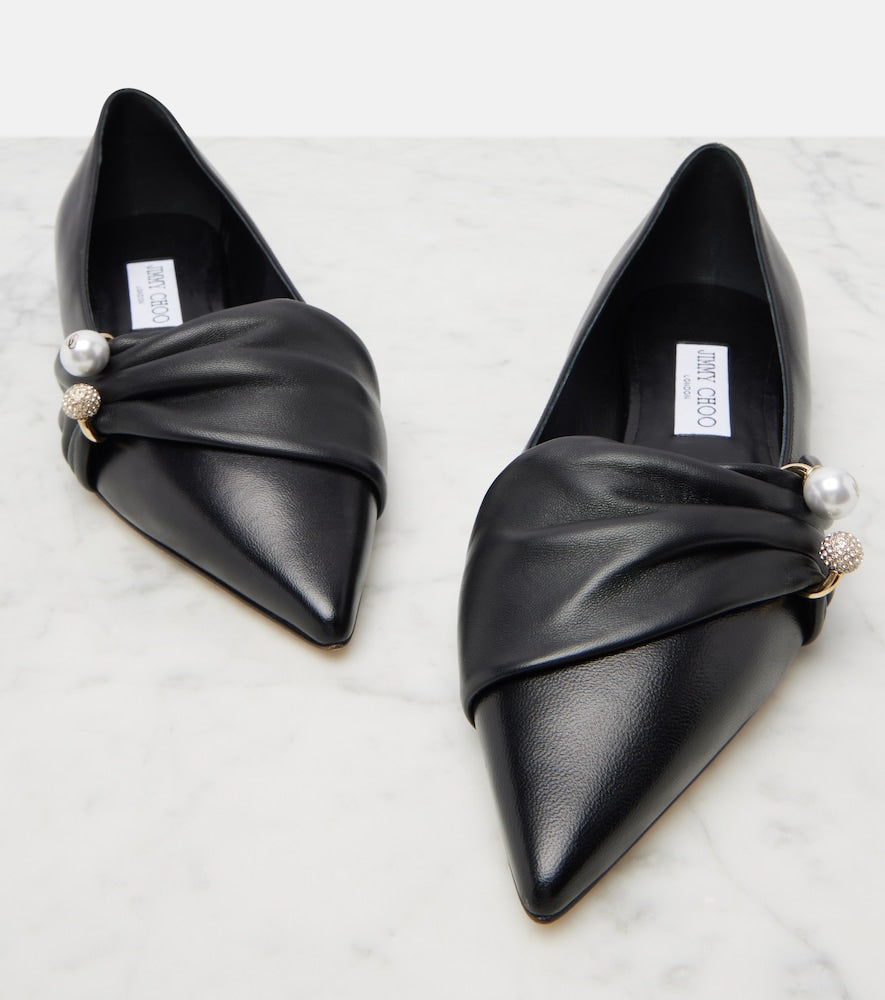 Black Jimmy Choo Rafi embellished leather ballet flats - Ballerina Flats