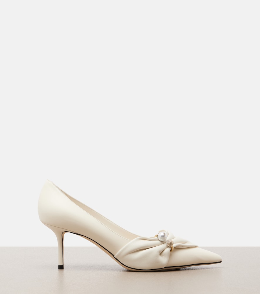 Jimmy Choo Rafi embellished leather pumps - White Mid Heel Pumps