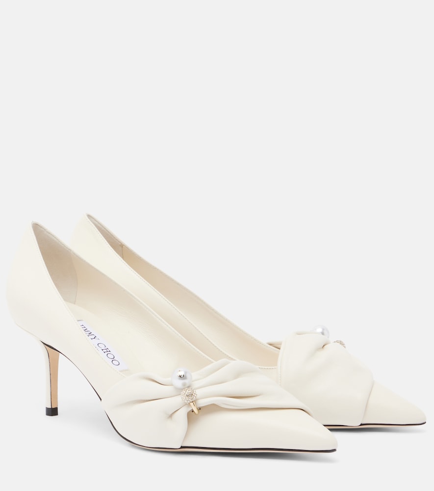 Jimmy Choo Rafi embellished leather pumps - White Mid Heel Pumps