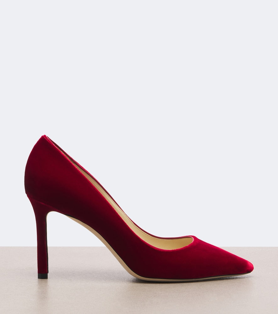 Jimmy Choo Romy velvet pumps - Red Mid Heel Pumps