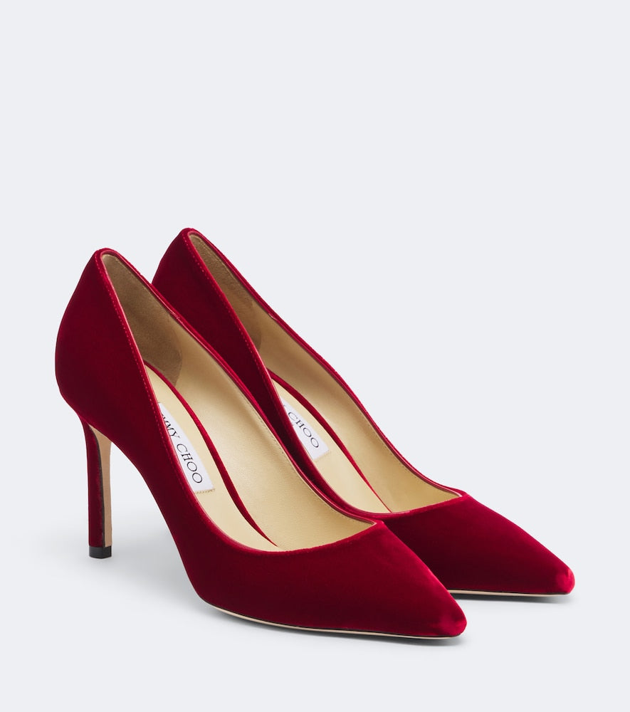 Jimmy Choo Romy velvet pumps - Red Mid Heel Pumps