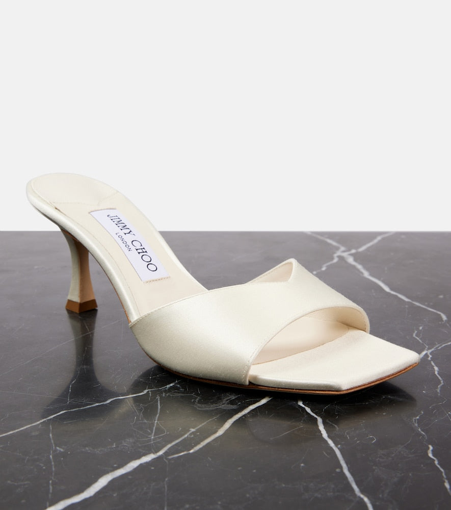 Jimmy Choo Skye 70 satin mules - White Heeled Sandals