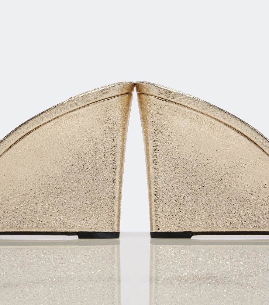 Gold Jimmy Choo Skye metallic leather wedge mules - High-Heel Sandals
