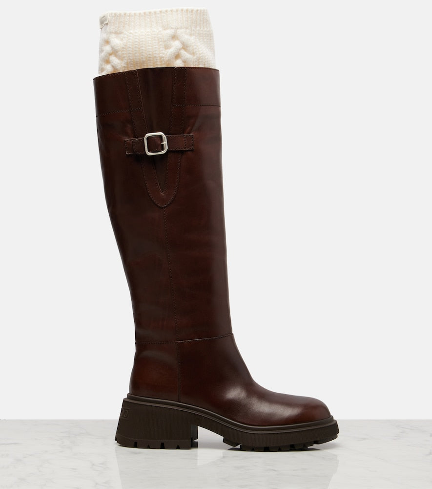 Jimmy Choo Tamsin leather knee-high boots - Brown Flat Boots