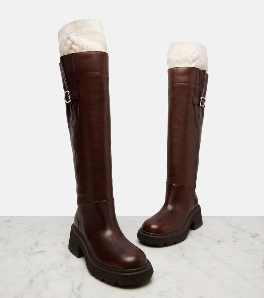 Jimmy Choo Tamsin leather knee-high boots - Brown Flat Boots