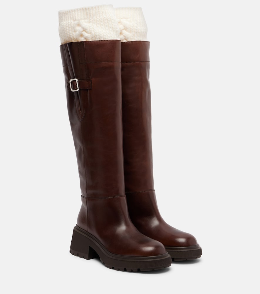 Jimmy Choo Tamsin leather knee-high boots - Brown Flat Boots