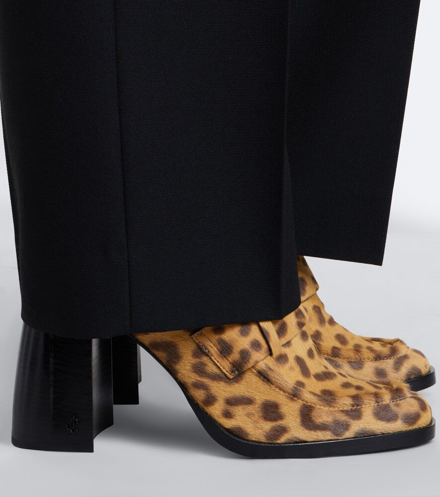 Multicoloured Jimmy Choo Tylor leopard-print calf hair loafer pumps - High-Heel Pumps