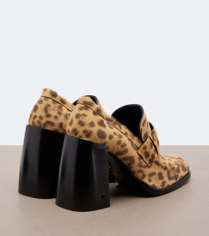 Multicoloured Jimmy Choo Tylor leopard-print calf hair loafer pumps - High-Heel Pumps