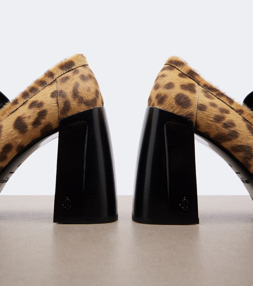 Multicoloured Jimmy Choo Tylor leopard-print calf hair loafer pumps - High-Heel Pumps