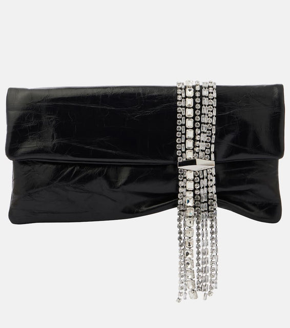 Jimmy Choo Zandra crystal-embellished leather clutch. Shop Jimmy Choo Clutches for women now.