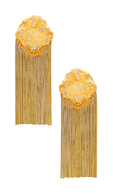 Joanna Laura Constantine Pave Waves Earrings in Metallic Gold