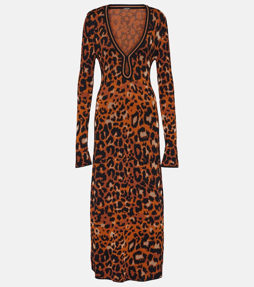 Johanna Ortiz Amur knitted leopard-print midi dress. Johanna Ortiz Amur 针织豹纹中长连衣裙