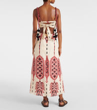 Johanna Ortiz Embroidered printed linen midi dress