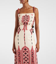 Johanna Ortiz Embroidered printed linen midi dress