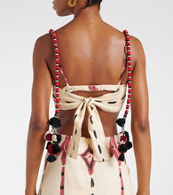 Johanna Ortiz Embroidered printed linen midi dress