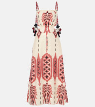 Johanna Ortiz Embroidered printed linen midi dress. Johanna Ortiz 刺绣印花亚麻中长连衣裙