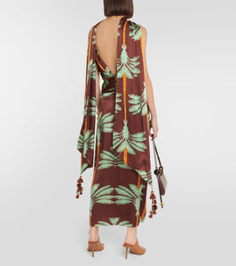 Johanna Ortiz Embroidered printed silk maxi dress