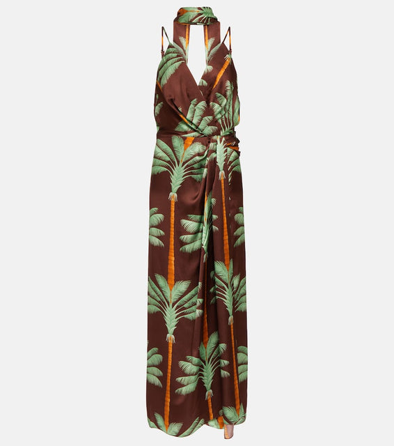 Johanna Ortiz Embroidered printed silk maxi dress