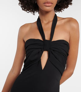 Johanna Ortiz Feather-trimmed crêpe maxi dress