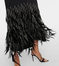 Johanna Ortiz Feather-trimmed crêpe maxi dress