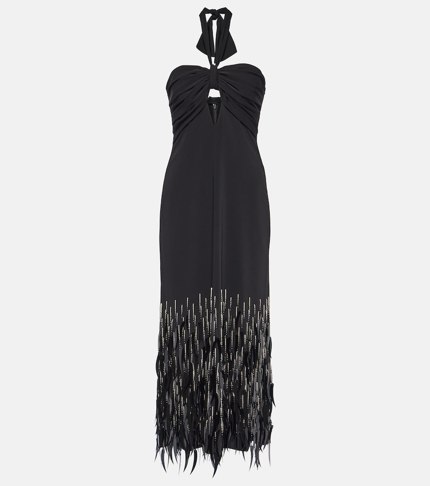 Johanna Ortiz Feather-trimmed  maxi dress. Johanna Ortiz 羽毛饰边长裙