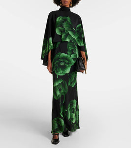 Johanna Ortiz Floral embroidered silk gown with cape