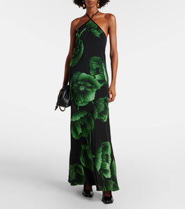 Johanna Ortiz Floral embroidered silk gown with cape